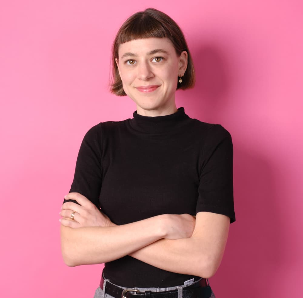 Woman with pink baackground