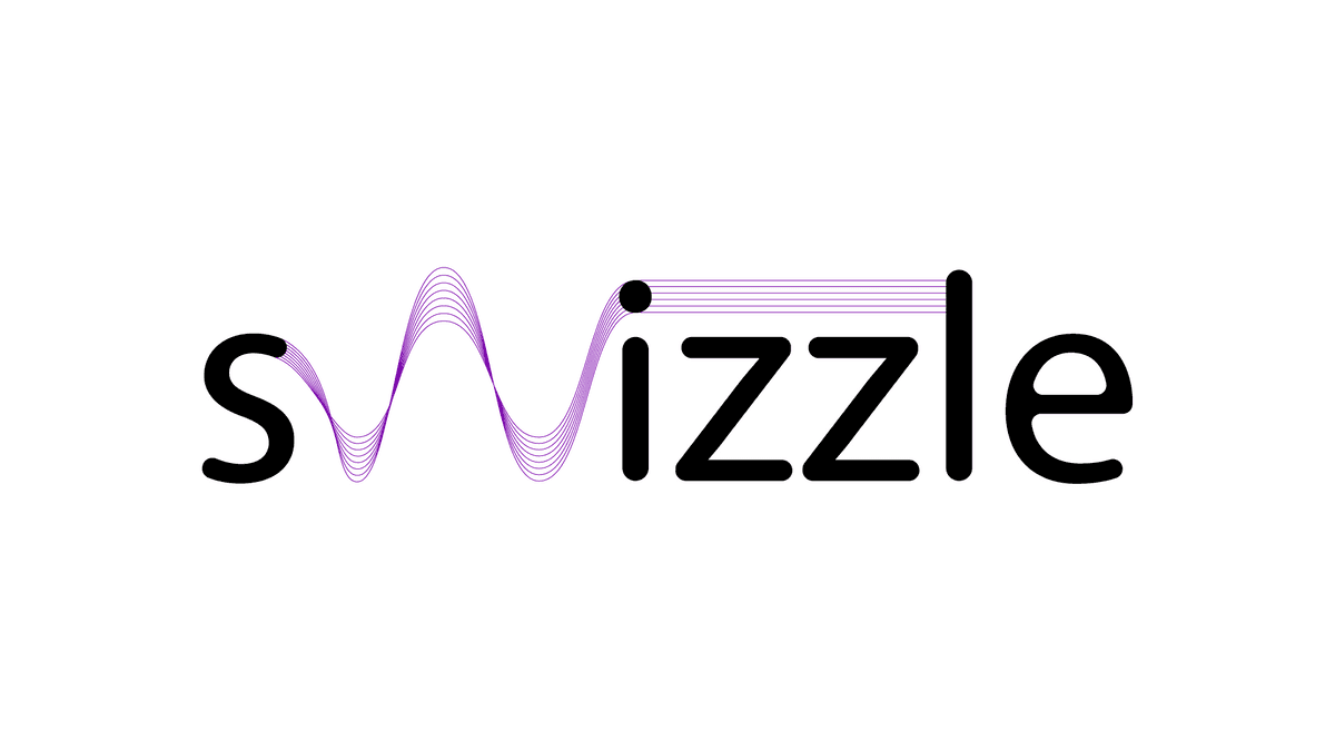 Logo with the word Swizzle and a wave pattern as the W