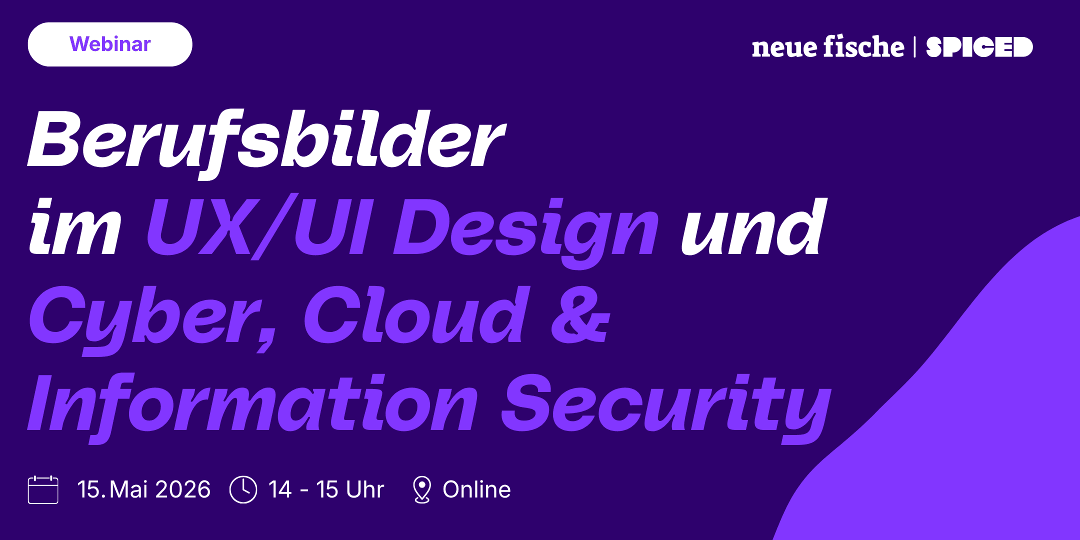 Webinar-Ankündigung zu Berufsbildern im UX/UI Design und Cyber-, Cloud- & Informationssicherheit