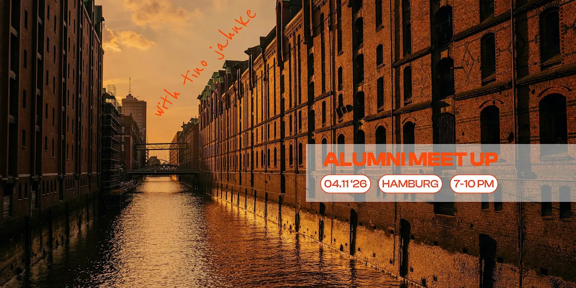 Alumni Meetup with Tino Jahnke on November 4, 2026, in Hamburg from 7โ10 PM.