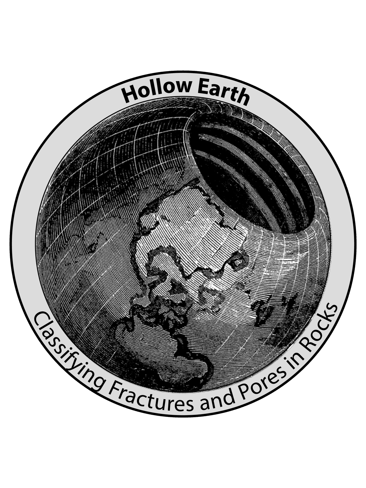 Illustration of a hollow Earth model with text.