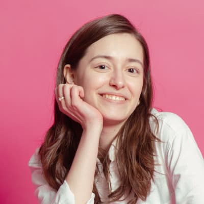 woman with pink background