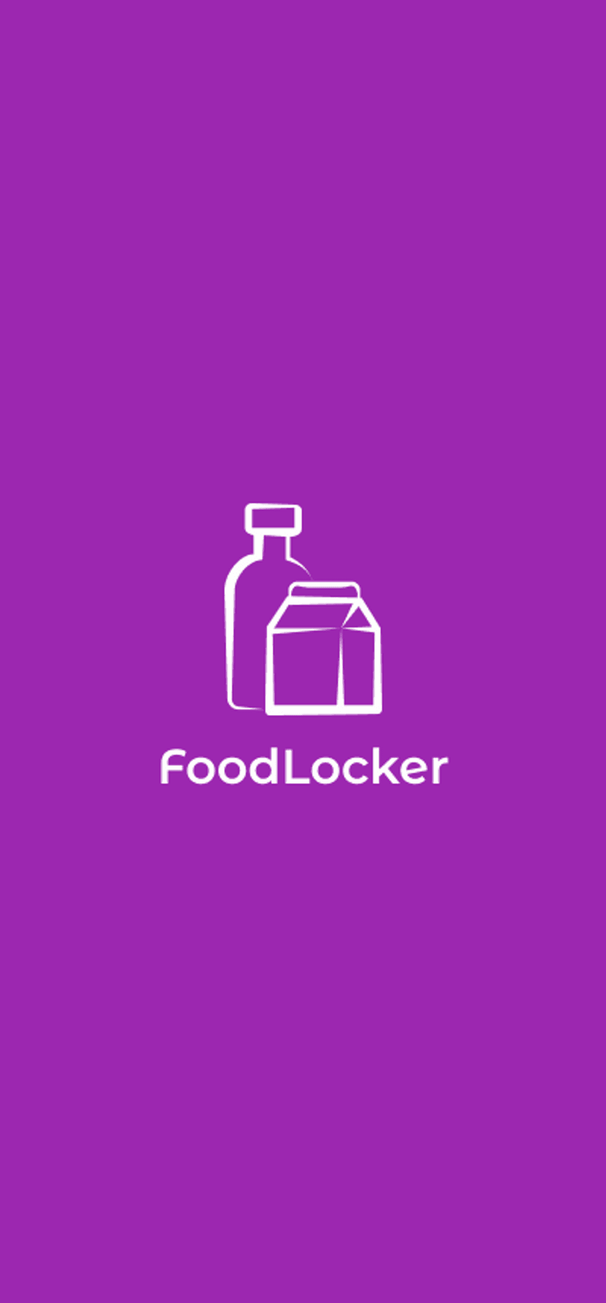 Logo with bottle and carton on purple background