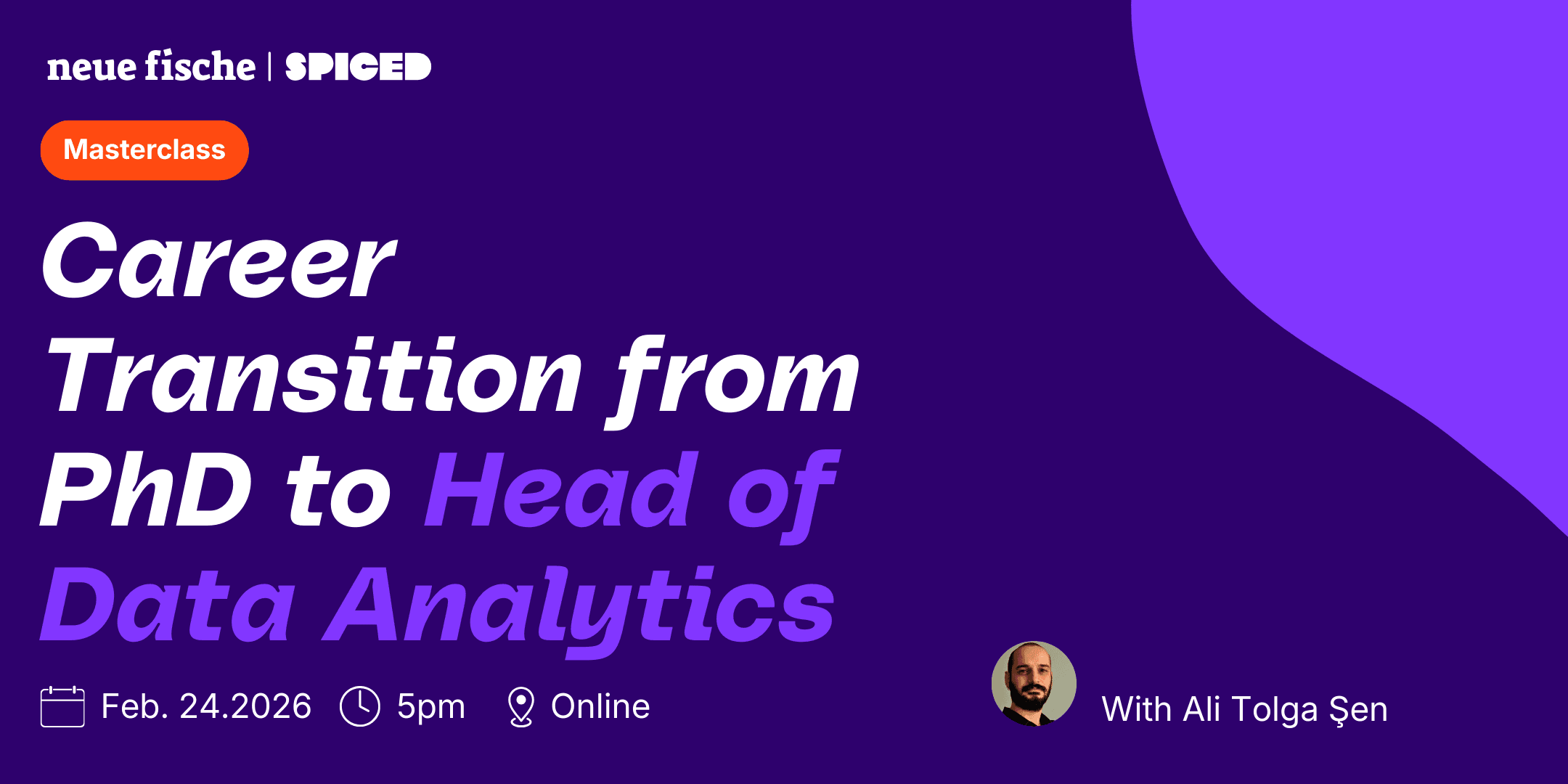 Masterclass zur Karriereentwicklung vom PhD zum Leiter der Datenanalyse, Online-Event am 24. Februar 2026.