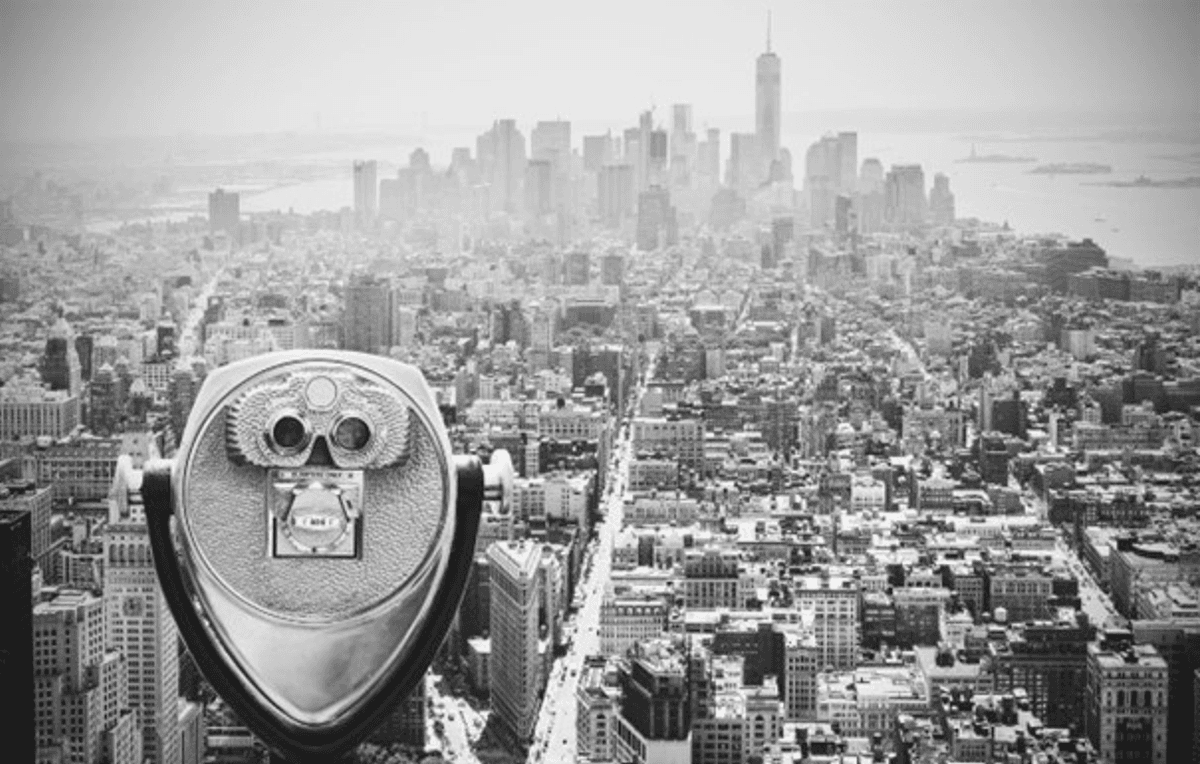 Viewfinder overlooking New York City skyline
