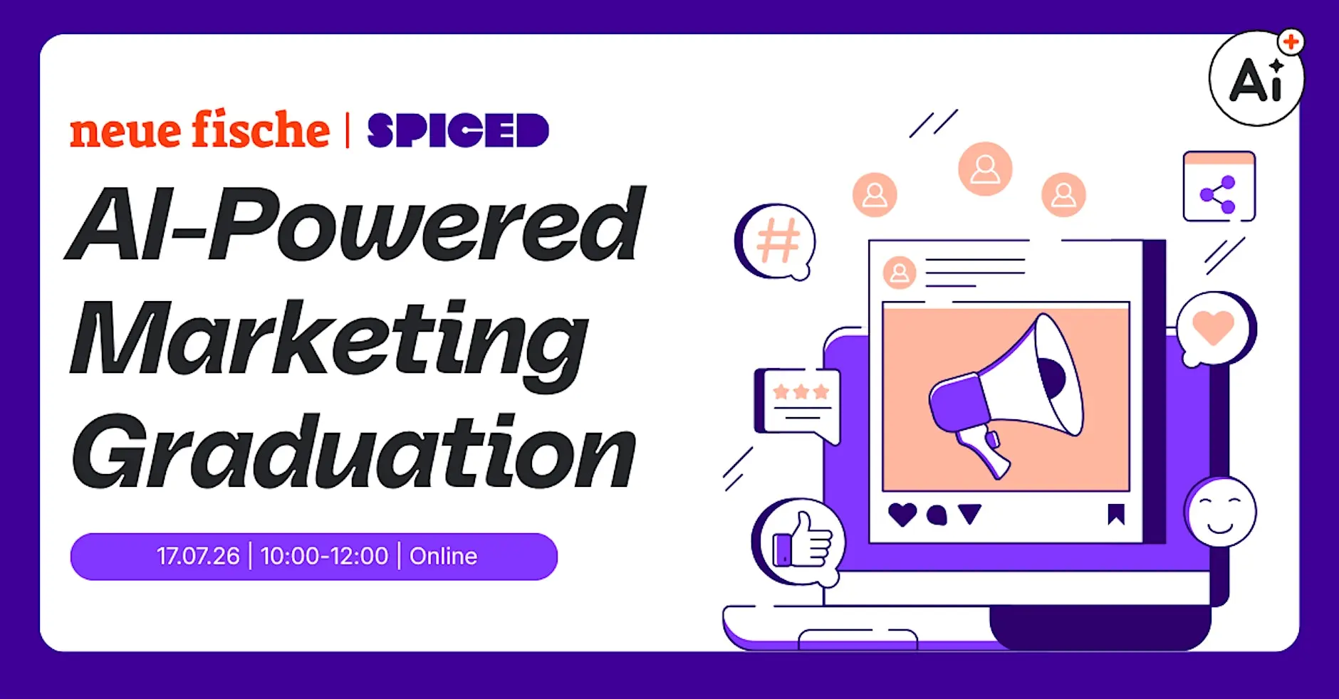 Graphic for AI-powered marketing graduation online event