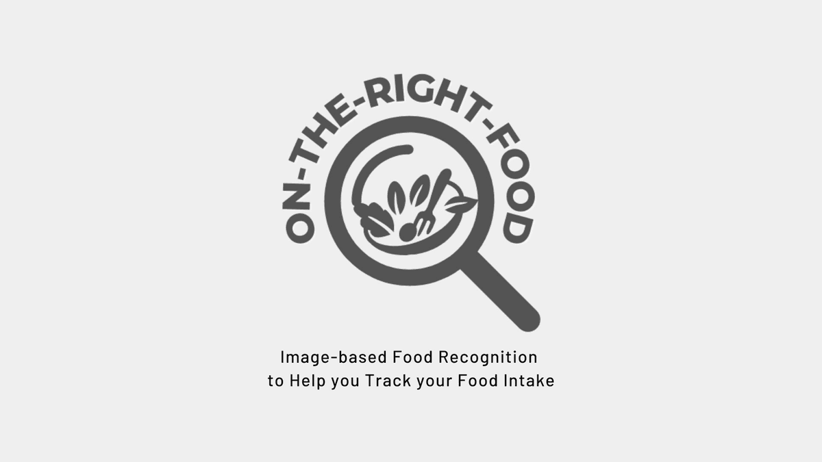 Logo with magnifying glass and food items, text says "ON-THE-RIGHT-FOOD"