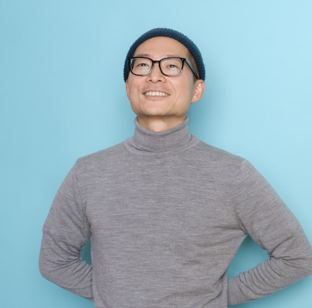 Man Standing with Blue background