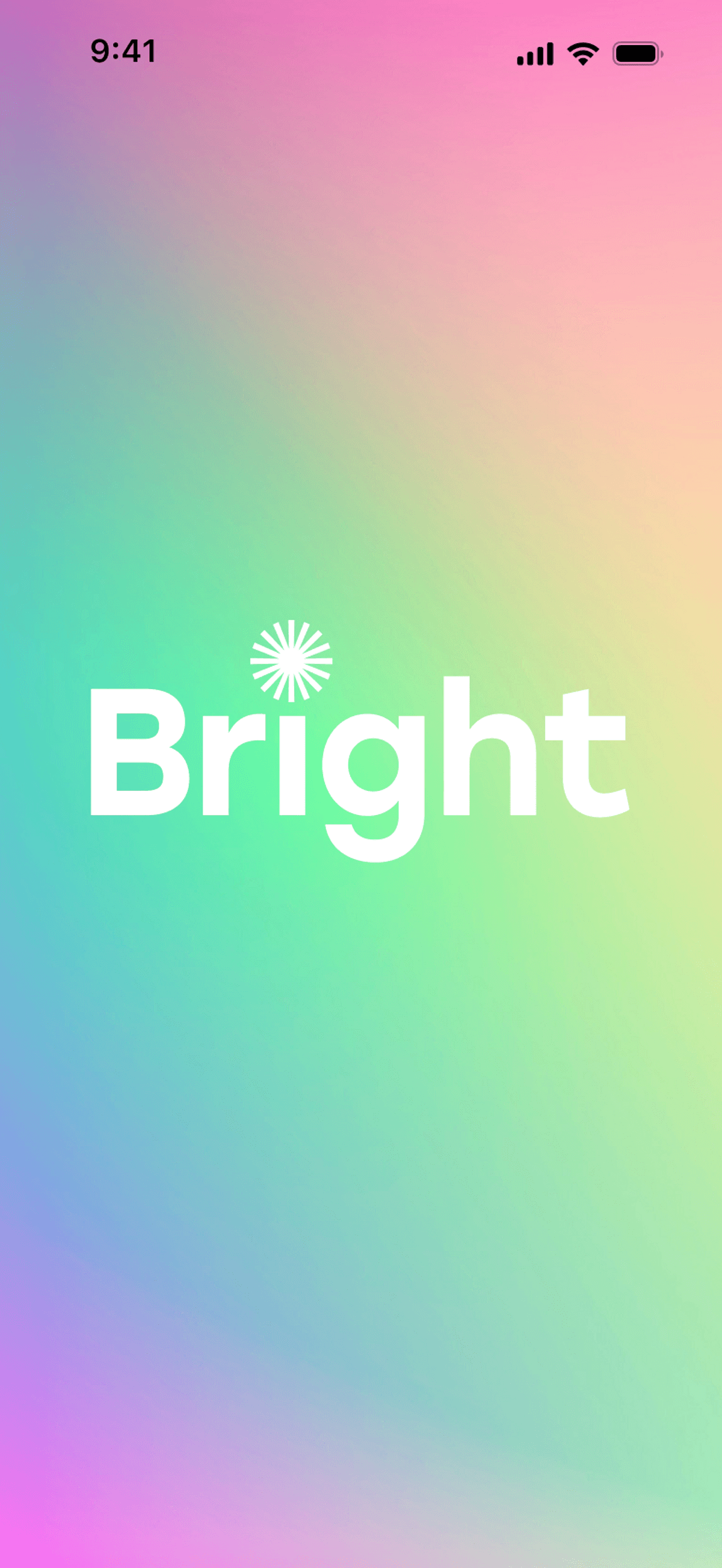 Buntes Hintergrundbild mit dem Schriftzug 'Bright' und einem Sonnen-Symbol.