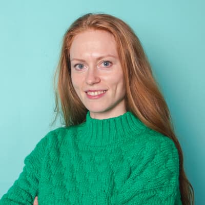 woman with turquoise background